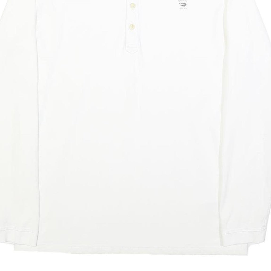 DIESEL Mens White Long Sleeve Plain Polo Shirt M Cotton Blend Casual