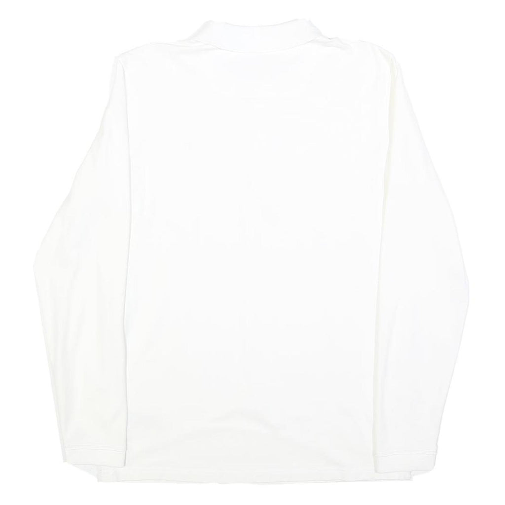 DIESEL Mens White Long Sleeve Plain Polo Shirt M Cotton Blend Casual