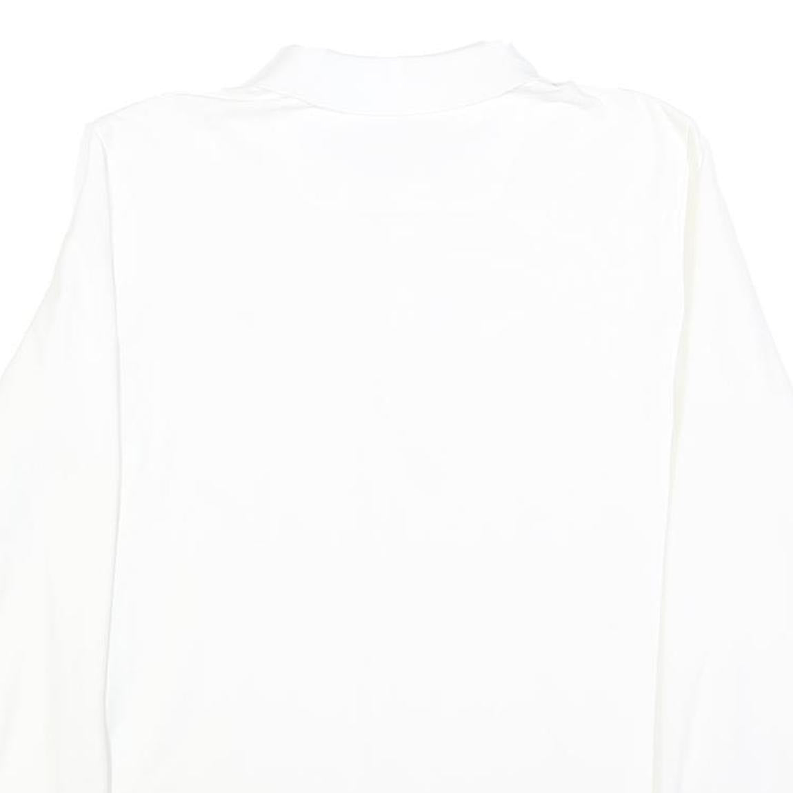 DIESEL Mens White Long Sleeve Plain Polo Shirt M Cotton Blend Casual