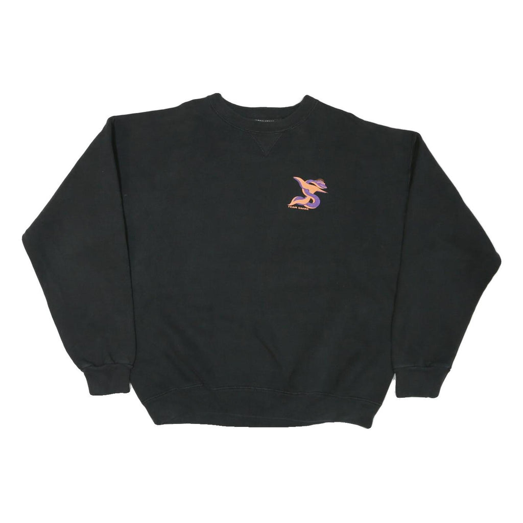 LEE Mens Black XL Crew Neck Sweatshirt Team Snake Ski Graphic Pullover Casual