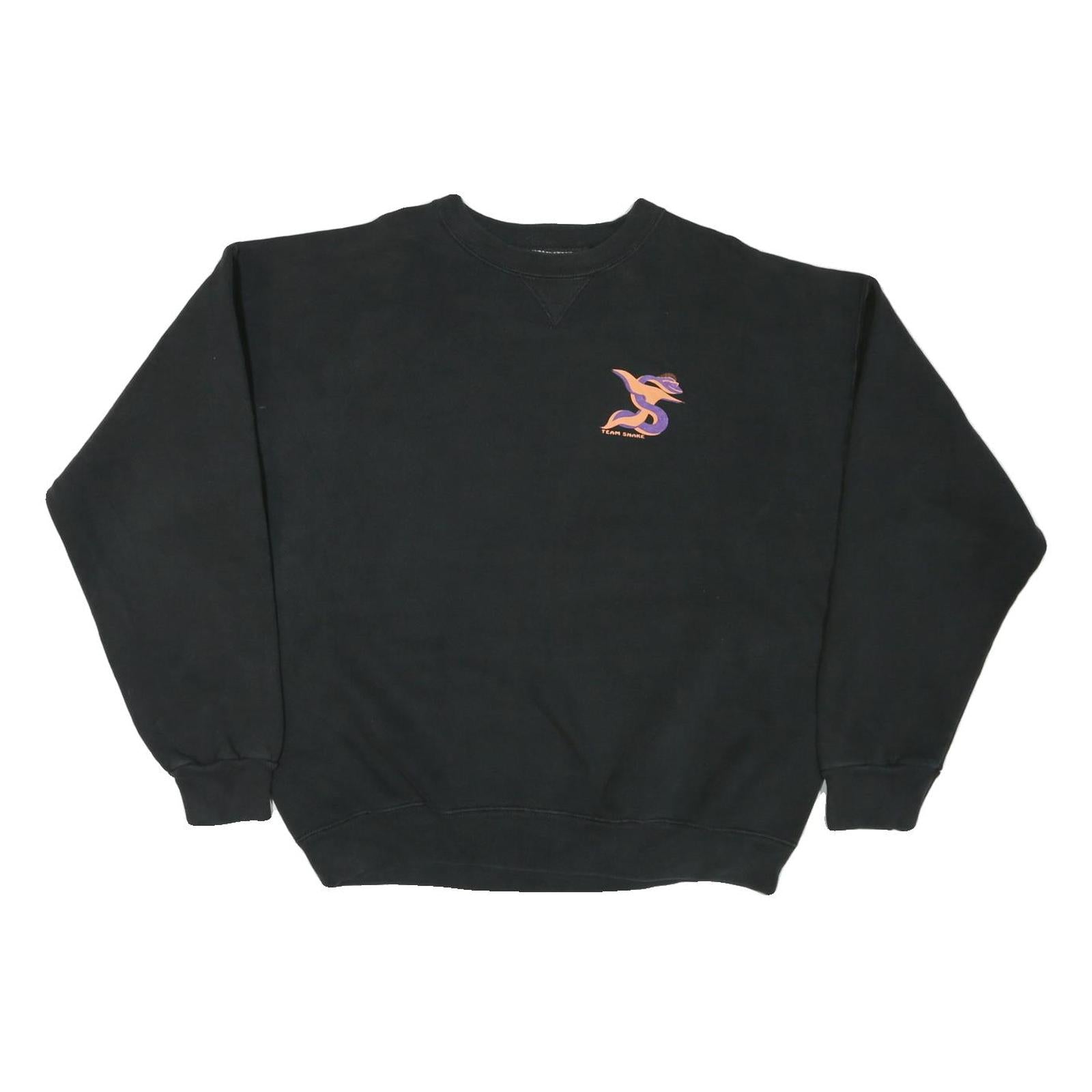 LEE Mens Black XL Crew Neck Sweatshirt Team Snake Ski Graphic Pullover Casual