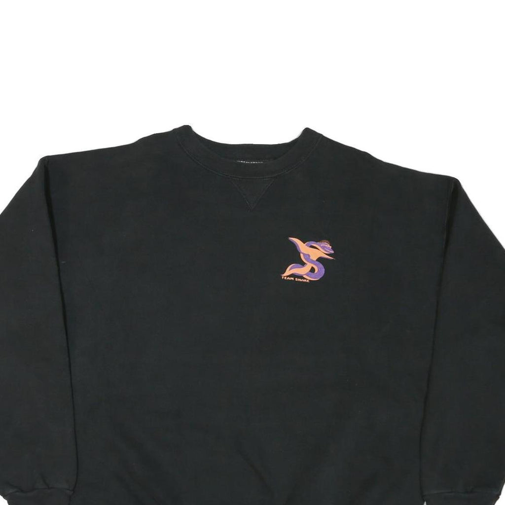 LEE Mens Black XL Crew Neck Sweatshirt Team Snake Ski Graphic Pullover Casual