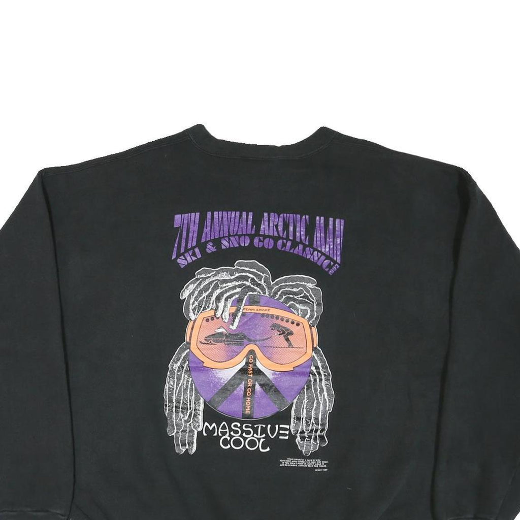 LEE Mens Black XL Crew Neck Sweatshirt Team Snake Ski Graphic Pullover Casual