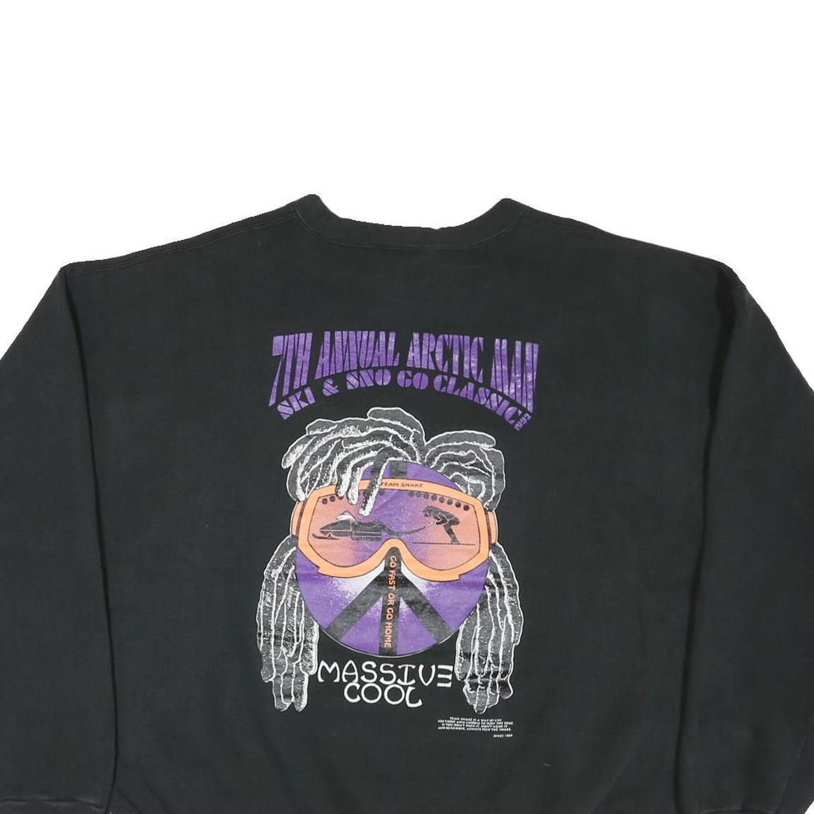 LEE Mens Black XL Crew Neck Sweatshirt Team Snake Ski Graphic Pullover Casual