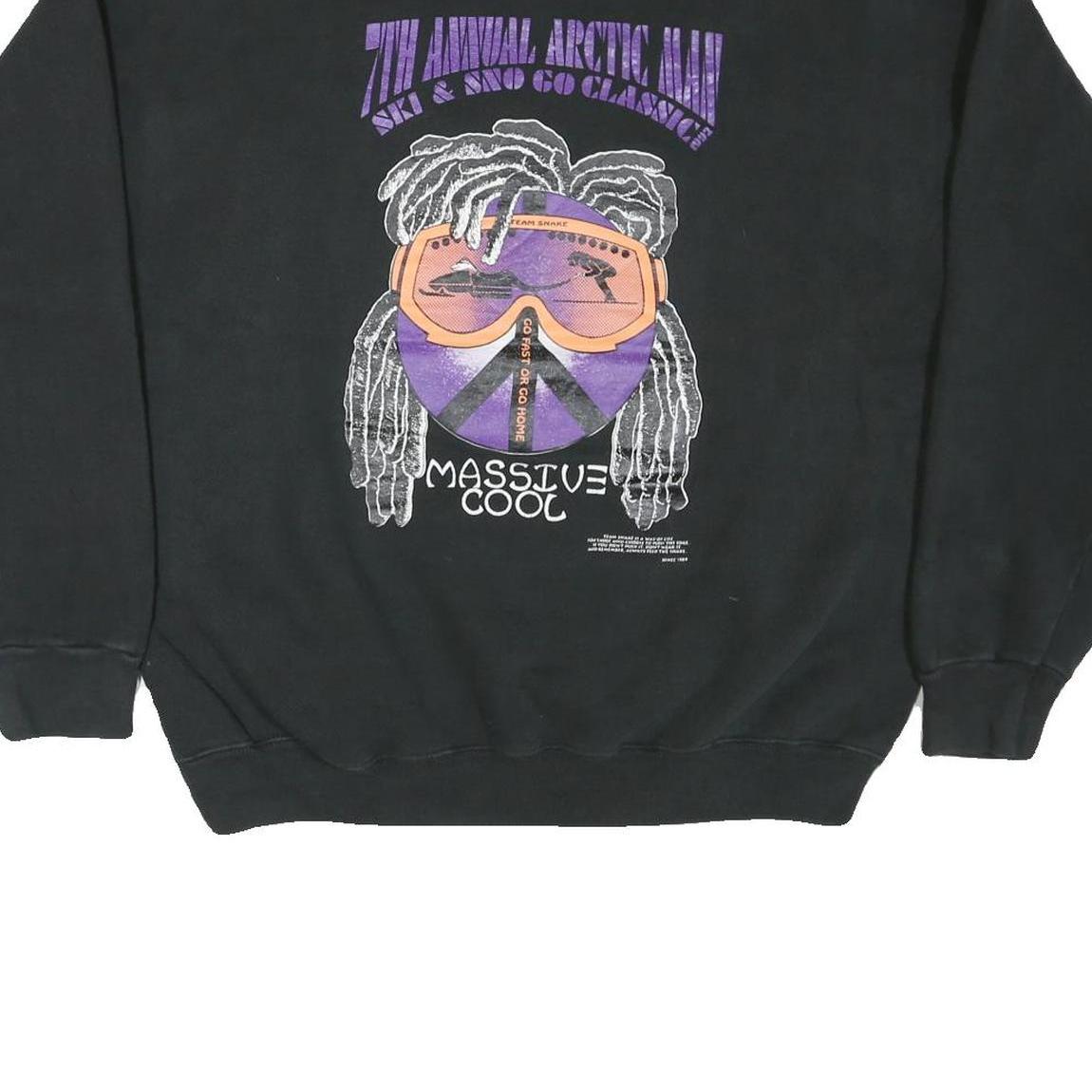 LEE Mens Black XL Crew Neck Sweatshirt Team Snake Ski Graphic Pullover Casual