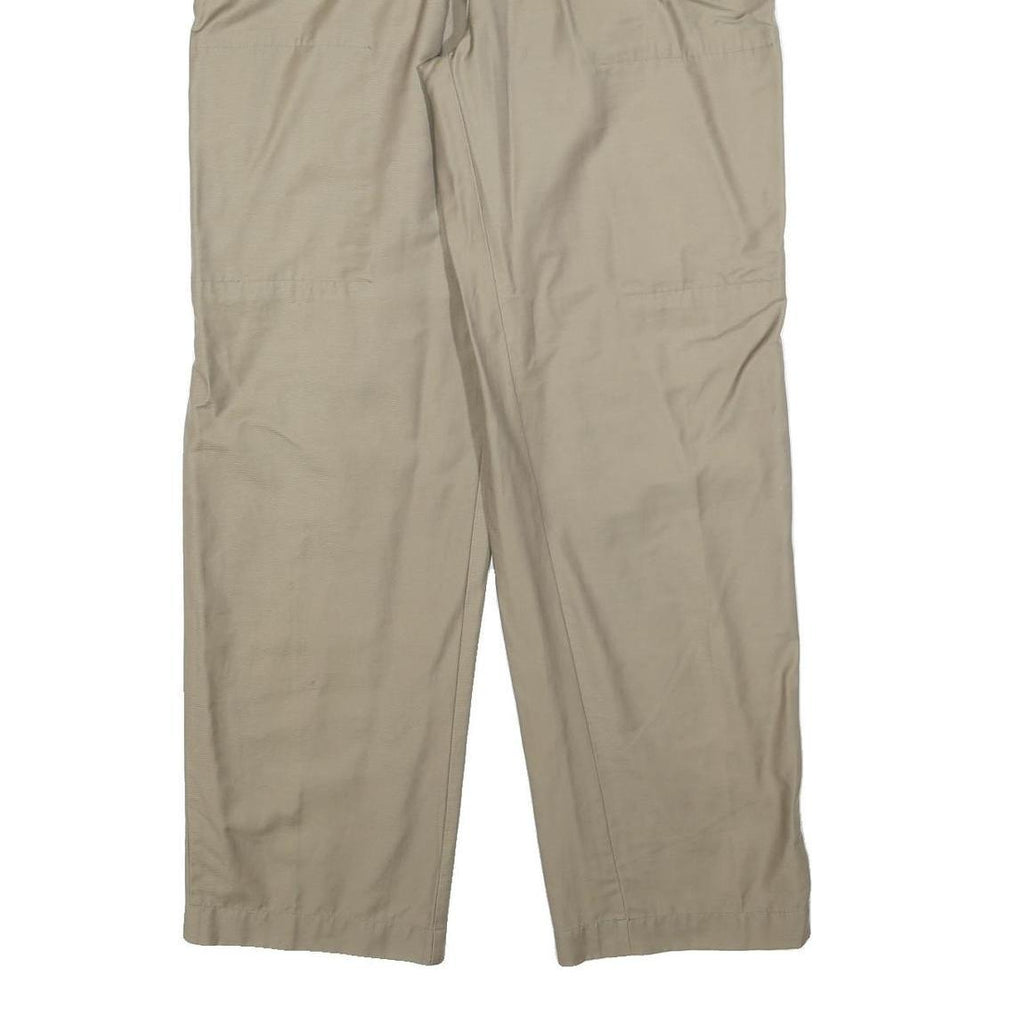 GSWD Mens Cotton Blend Beige Relaxed Straight Trousers W36 L34 Casual Zip Fly