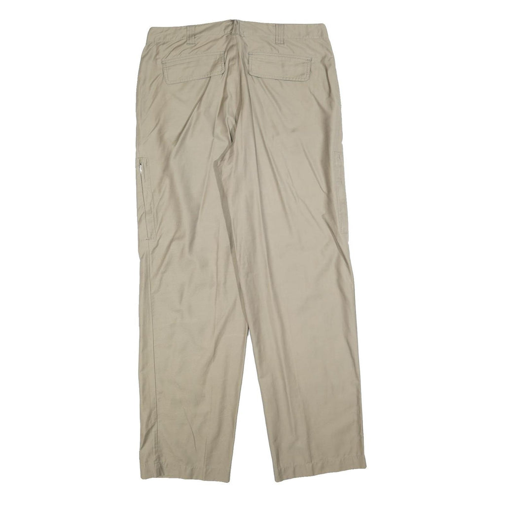 GSWD Mens Cotton Blend Beige Relaxed Straight Trousers W36 L34 Casual Zip Fly