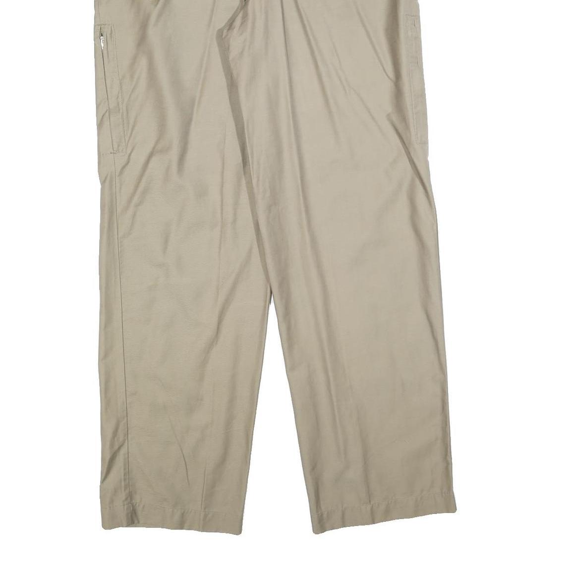 GSWD Mens Cotton Blend Beige Relaxed Straight Trousers W36 L34 Casual Zip Fly