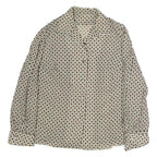Womens Cream Brown Printed Button Down Long Sleeve Shirt M