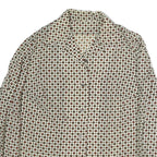 Womens Cream Brown Printed Button Down Long Sleeve Shirt M