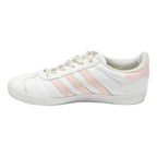 ADIDAS Gazelle Womens Classic Leather Trainers White & Pink UK 4 Casual