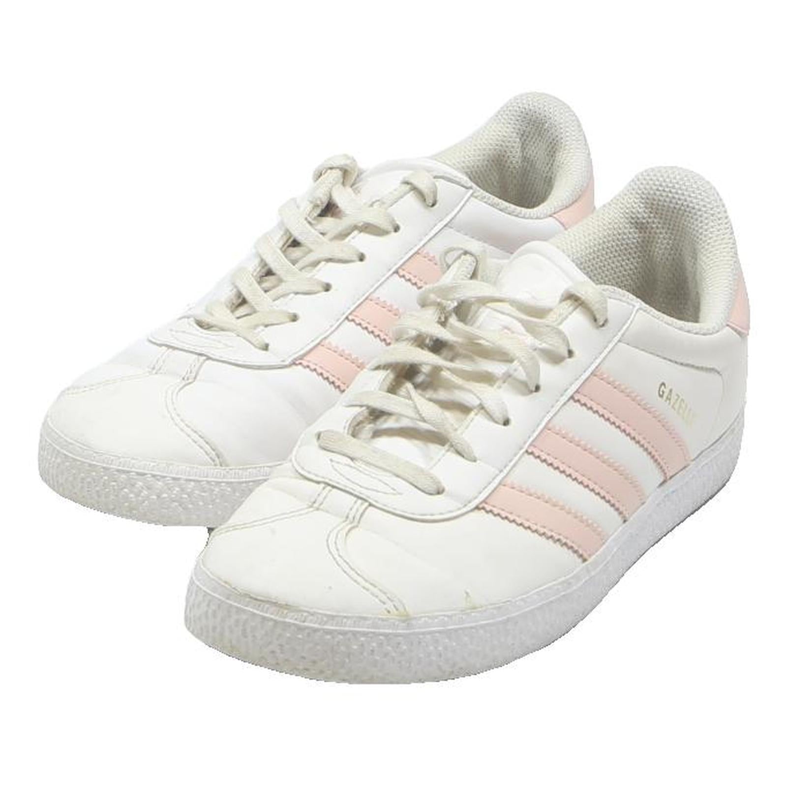 ADIDAS Gazelle Womens Classic Leather Trainers White & Pink UK 4 Casual
