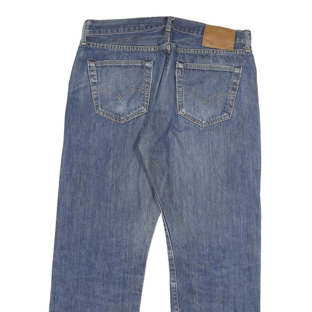 LEVI'S 501 Mens Jeans Blue Regular Straight Denim Medium W34 L27 Classic Button