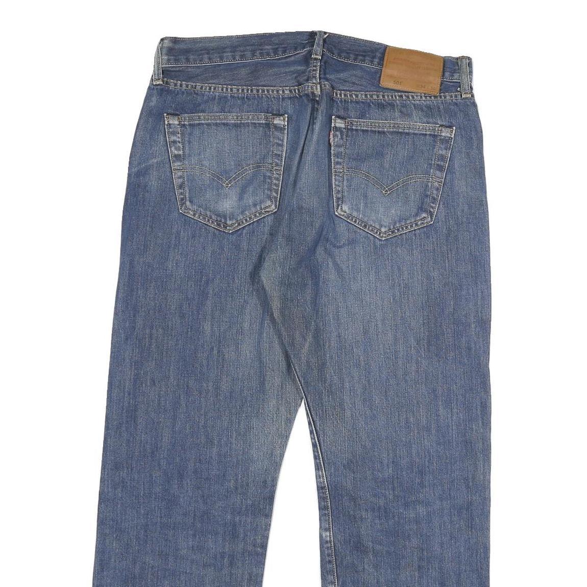 LEVI'S 501 Mens Jeans Blue Regular Straight Denim Medium W34 L27 Classic Button