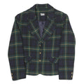 MODIANO Womens Blue & Green Check Blazer S Polyester Blend Woven Tailored Button