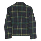 MODIANO Womens Blue & Green Check Blazer S Polyester Blend Woven Tailored Button
