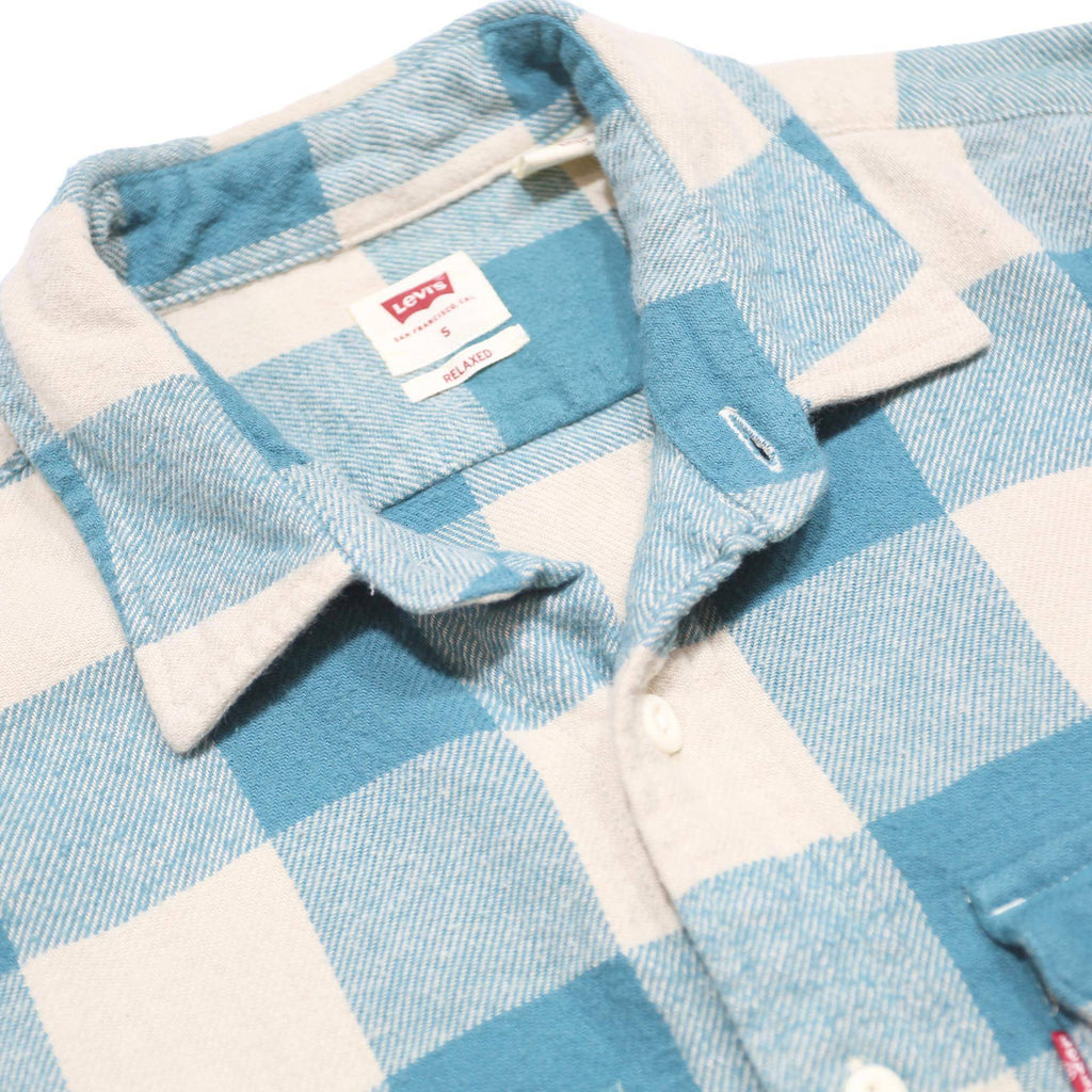 LEVI'S Mens Blue & Cream Checked Shirt S Cotton Long Sleeve Casual Classic