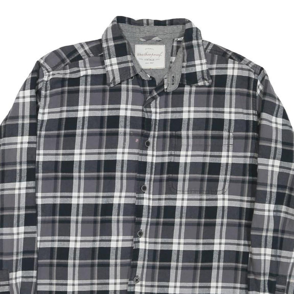 WEATHERPROOF Mens Black & Grey Check Shirt M Long Sleeve Cotton Blend Casual