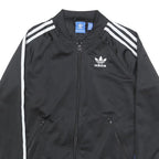 ADIDAS Womens Black & White Trefoil Track Jacket UK 6 Polyester Zip Sportswear