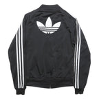 ADIDAS Womens Black & White Trefoil Track Jacket UK 6 Polyester Zip Sportswear