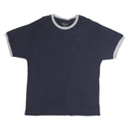 CHAMPION Mens Navy Blue & Grey Modern T-Shirt L Short Sleeve Crew Neck