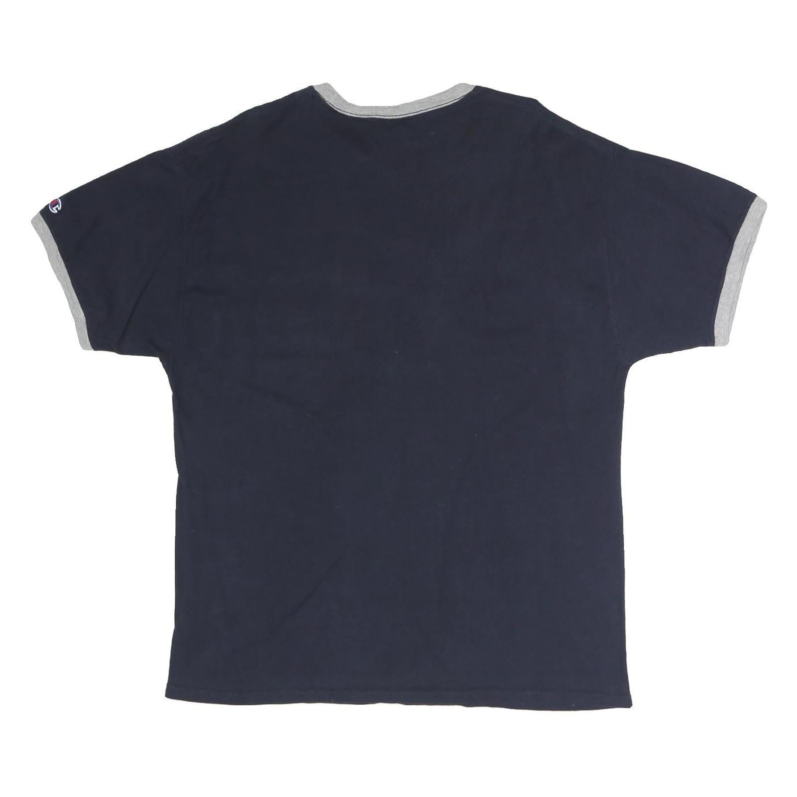 CHAMPION Mens Navy Blue & Grey Modern T-Shirt L Short Sleeve Crew Neck