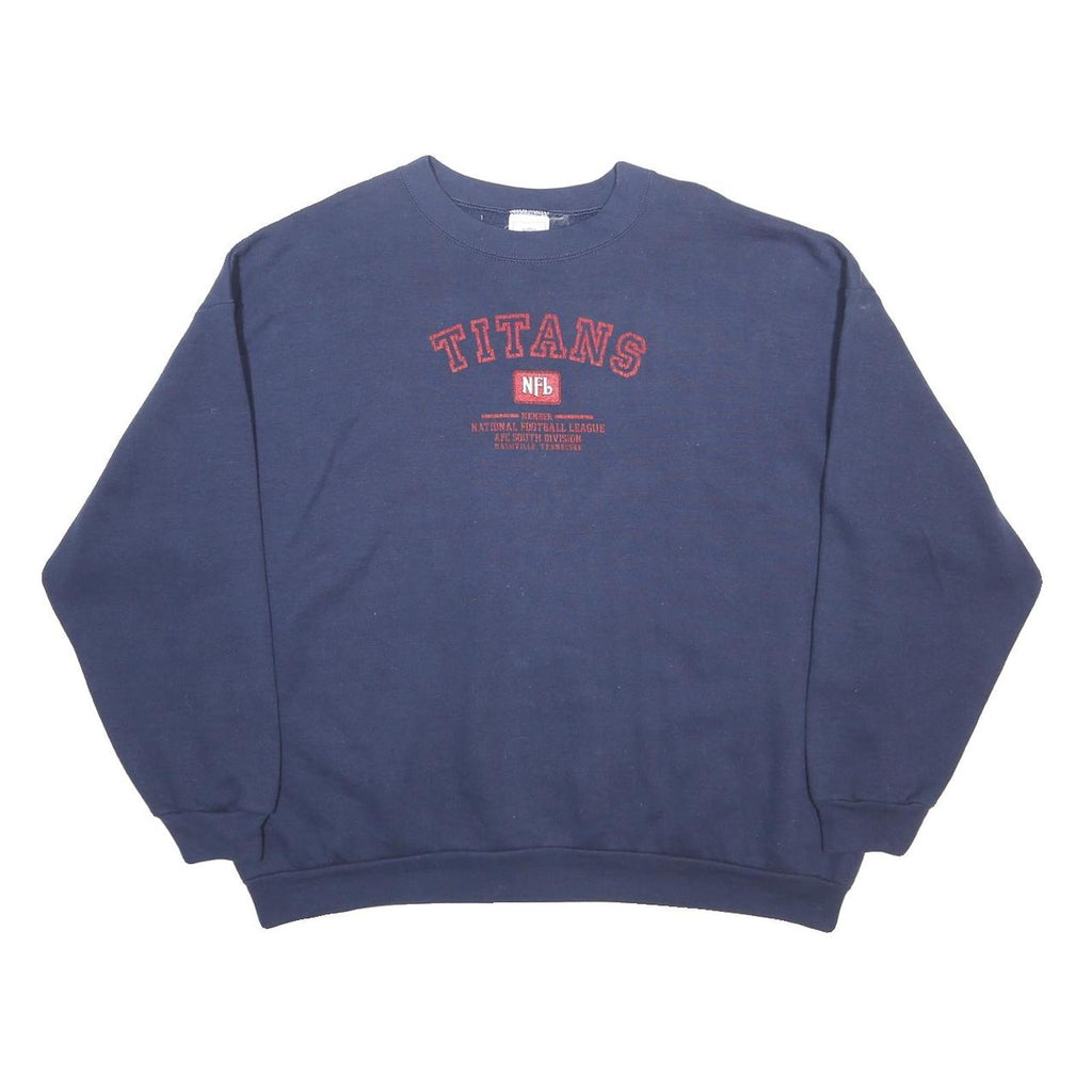 NFL Mens Navy Blue Titans Crew Neck 2XL Cotton Blend Sweatshirt Pullover