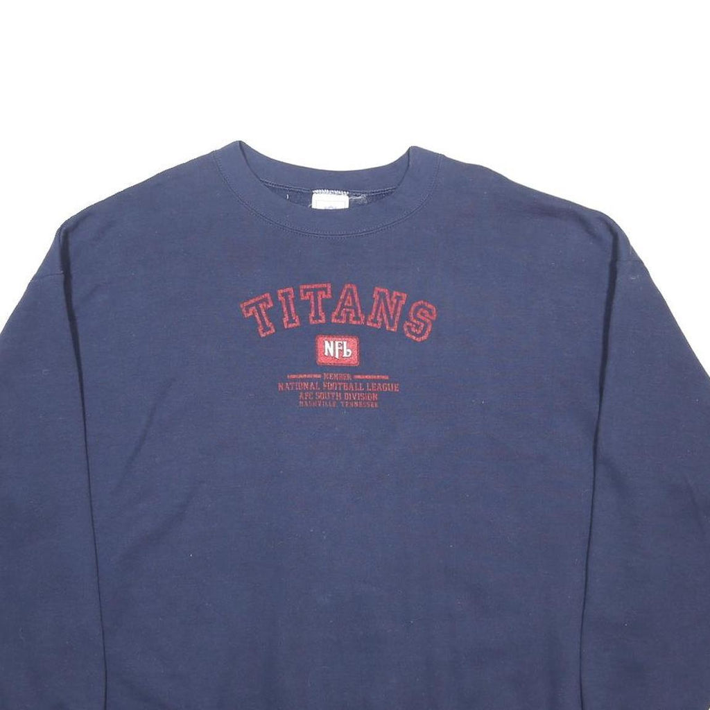 NFL Mens Navy Blue Titans Crew Neck 2XL Cotton Blend Sweatshirt Pullover