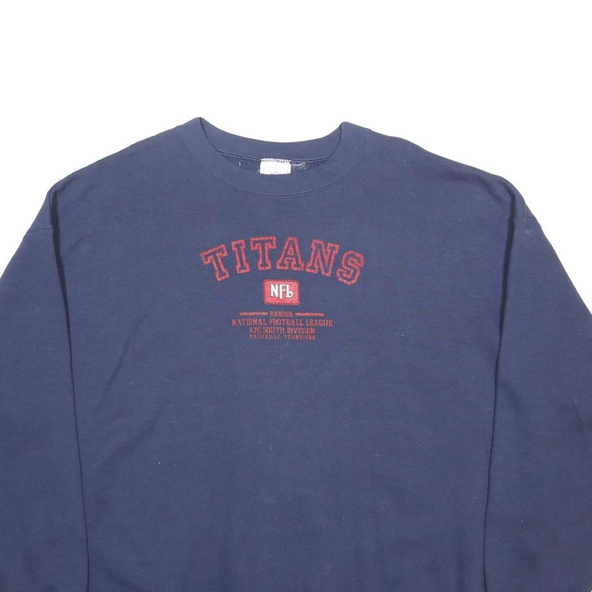 NFL Mens Navy Blue Titans Crew Neck 2XL Cotton Blend Sweatshirt Pullover