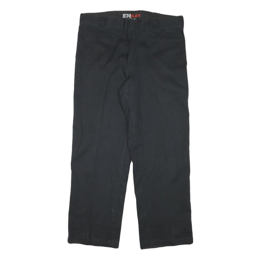 DICKIES Mens Cotton Blend Black Regular Fit Straight Leg Trousers W35 L28