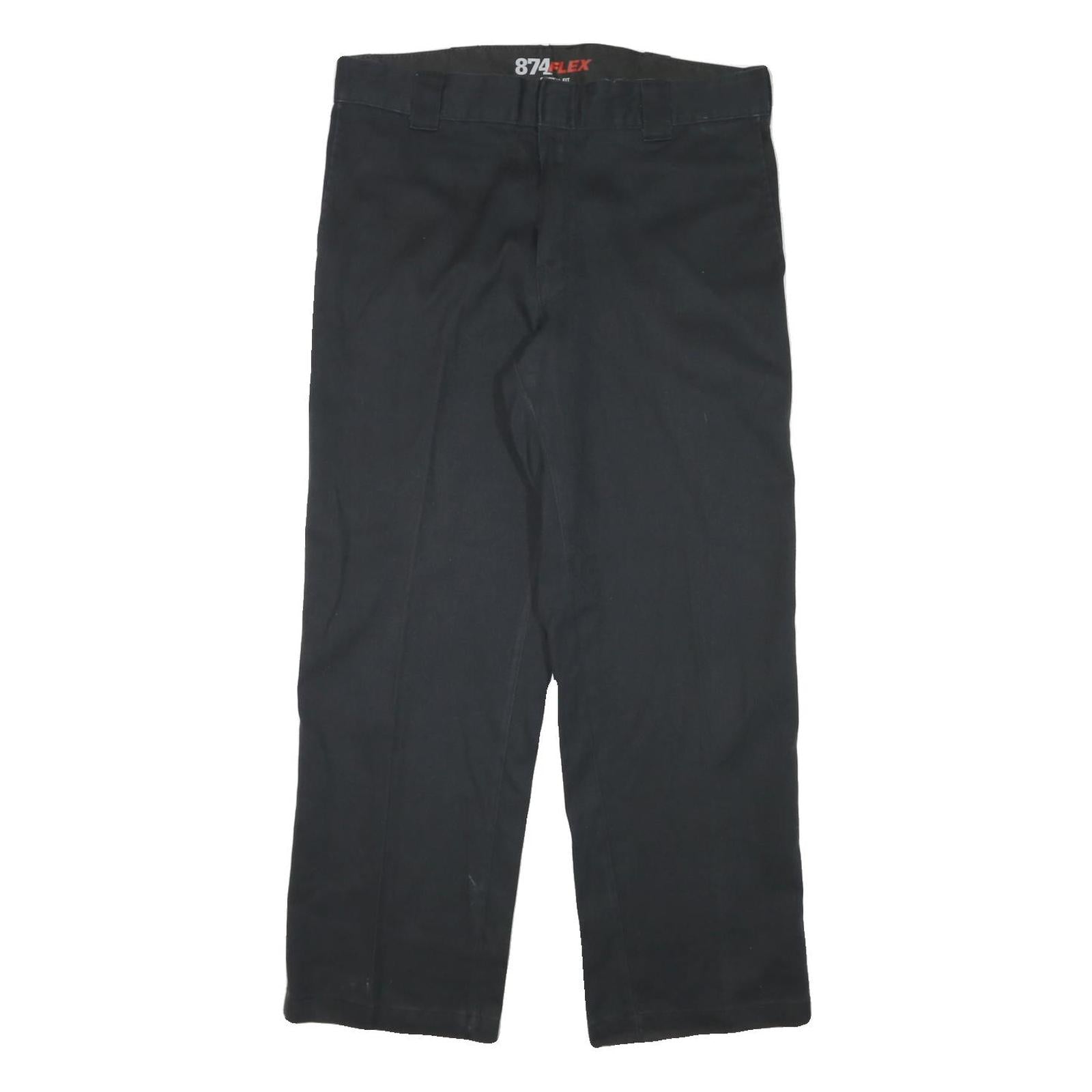 DICKIES Mens Cotton Blend Black Regular Fit Straight Leg Trousers W35 L28