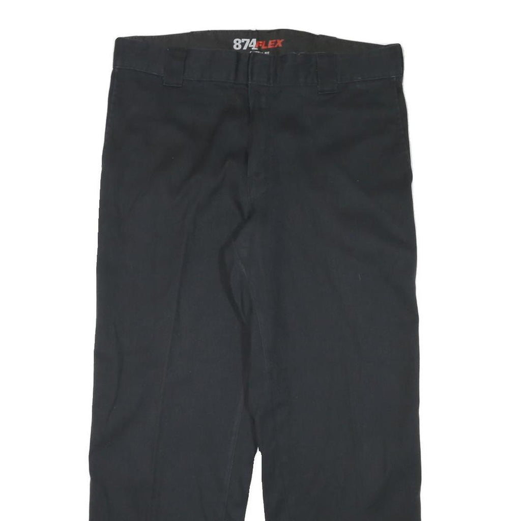 DICKIES Mens Cotton Blend Black Regular Fit Straight Leg Trousers W35 L28