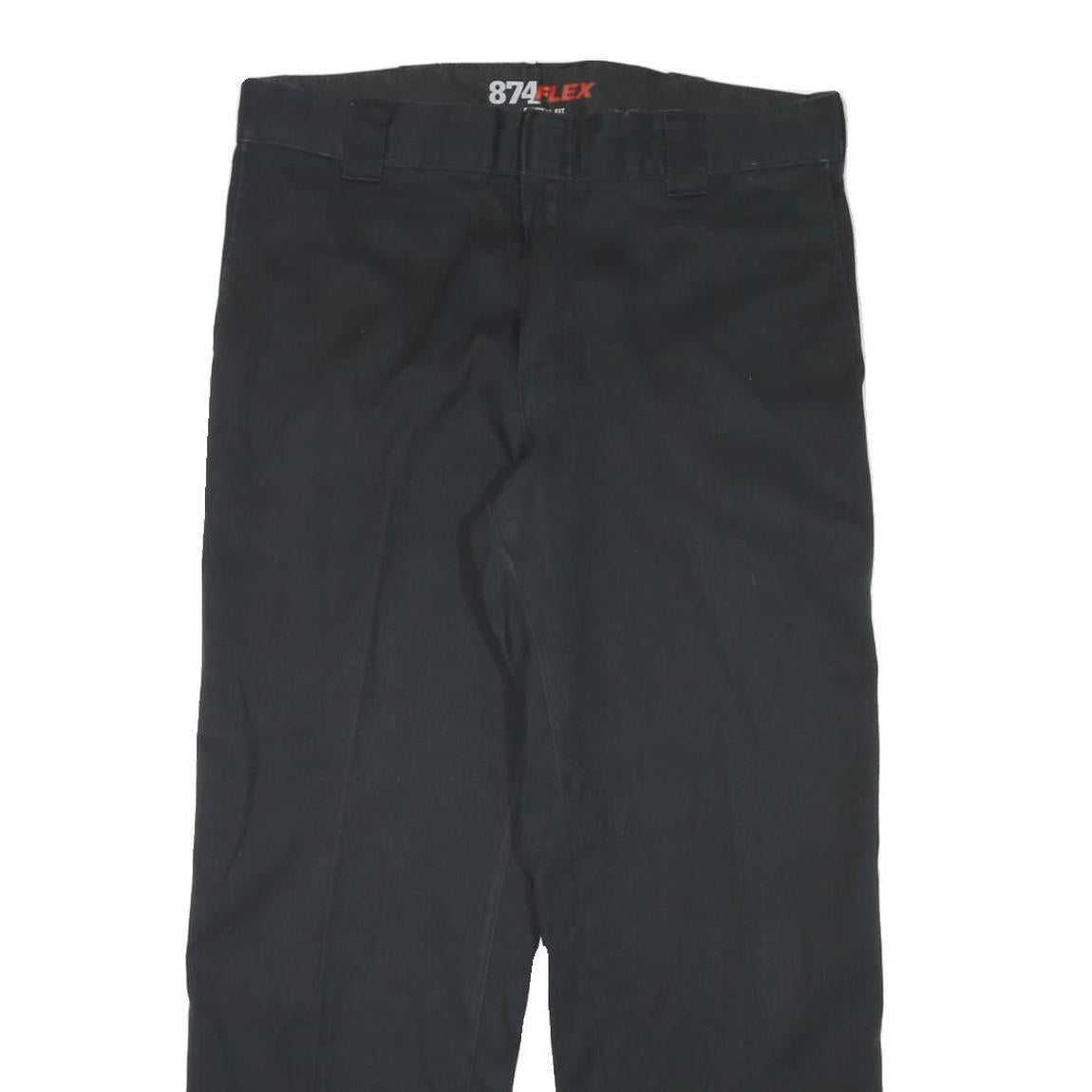 DICKIES Mens Cotton Blend Black Regular Fit Straight Leg Trousers W35 L28