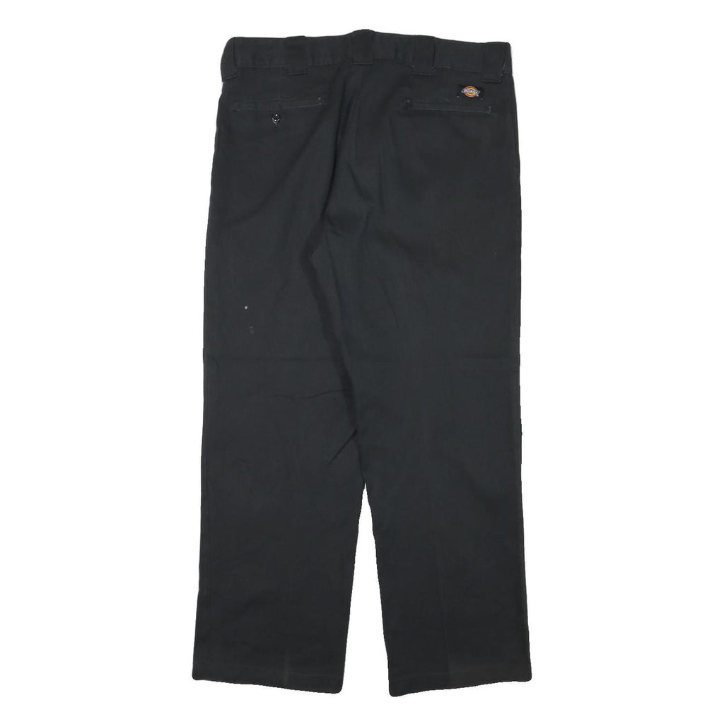 DICKIES Mens Cotton Blend Black Regular Fit Straight Leg Trousers W35 L28