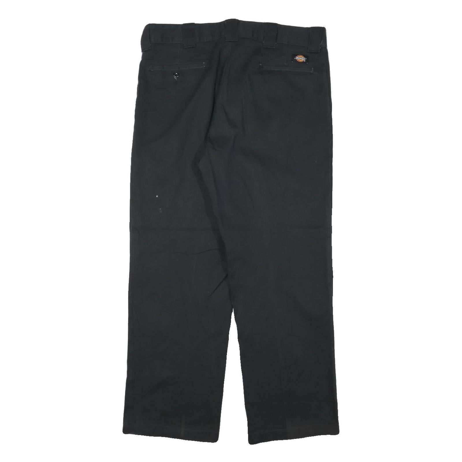 DICKIES Mens Cotton Blend Black Regular Fit Straight Leg Trousers W35 L28