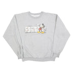 DISNEY Womens Grey Mickey Mouse Crew Neck L Cotton Blend Sweatshirt Casual