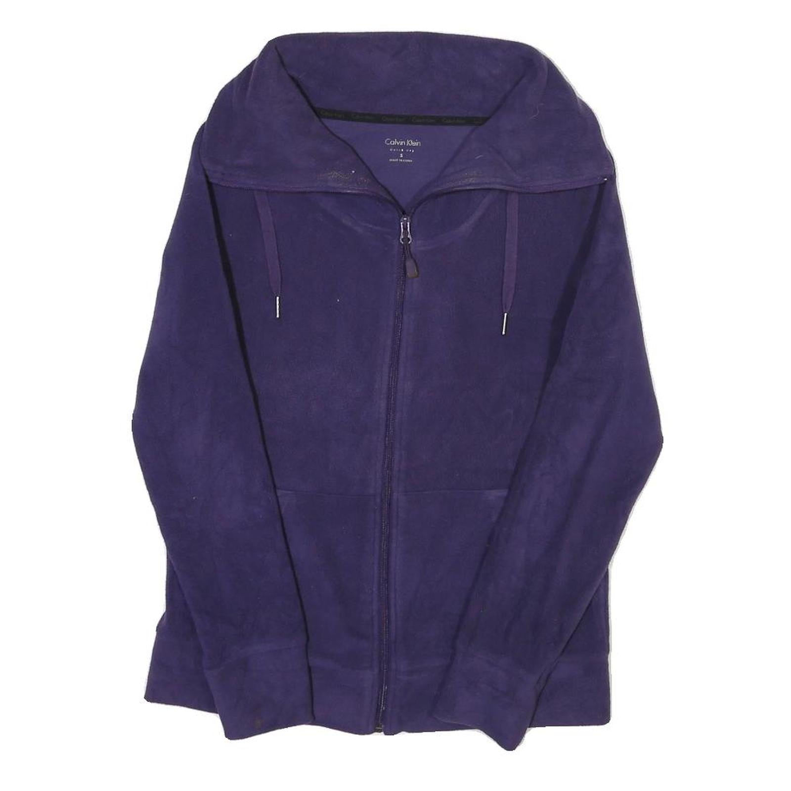 CALVIN KLEIN Womens Purple Zip Jacket S Polyester Blend Plain Stylish Comfort