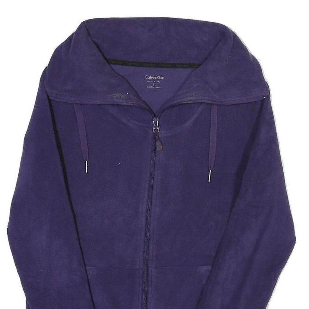 CALVIN KLEIN Womens Purple Zip Jacket S Polyester Blend Plain Stylish Comfort