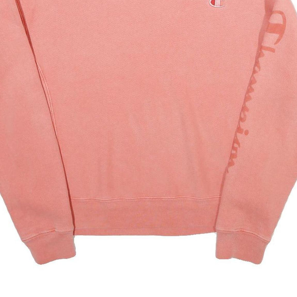 CHAMPION Womens Pink Sweatshirt Crew Neck L Logo Printed Sleeve Casual Pullover
