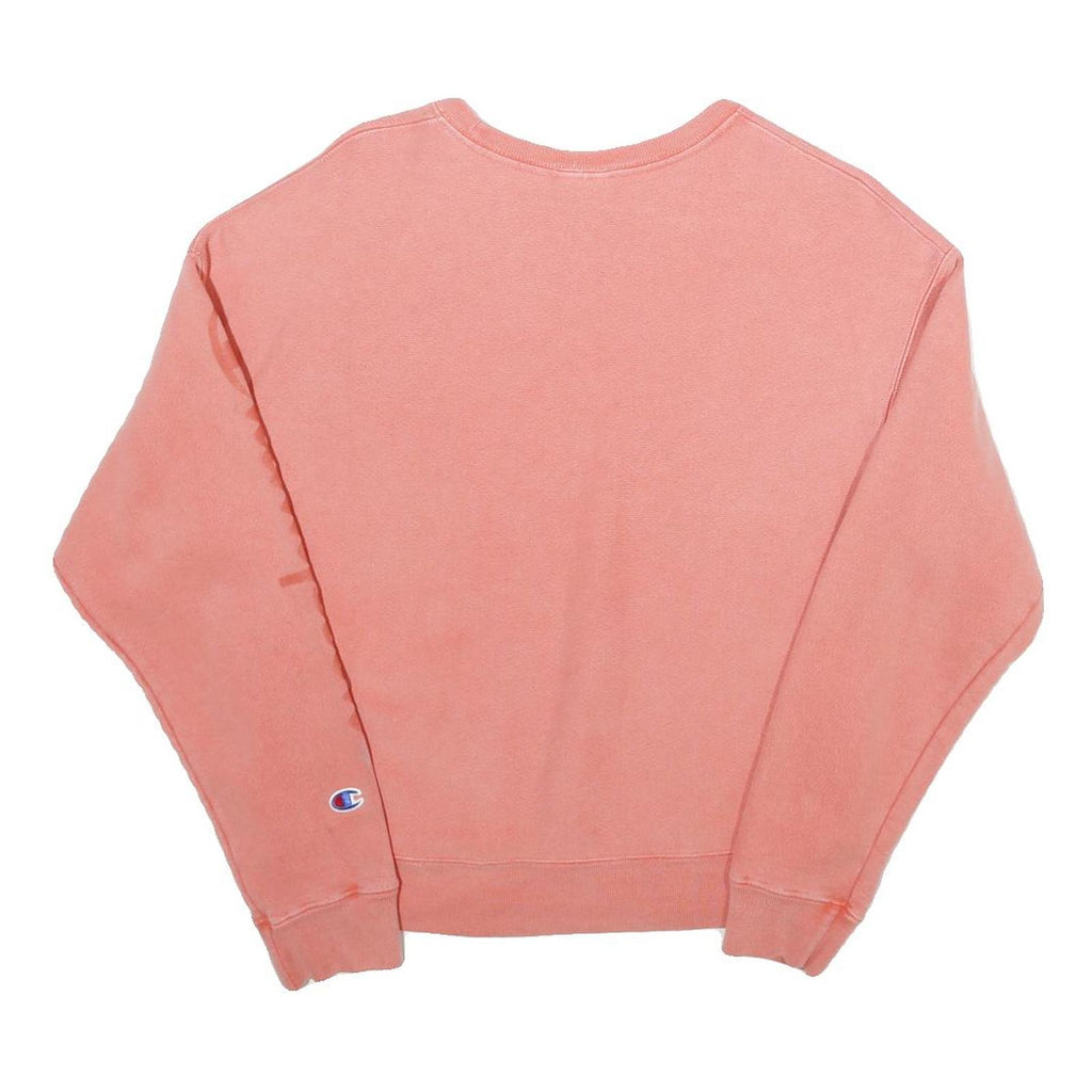 CHAMPION Womens Pink Sweatshirt Crew Neck L Logo Printed Sleeve Casual Pullover