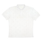 CALVIN KLEIN Mens White Polo Shirt 2XL Cotton Blend Short Sleeve CK Logo Pattern