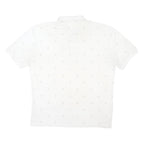 CALVIN KLEIN Mens White Polo Shirt 2XL Cotton Blend Short Sleeve CK Logo Pattern