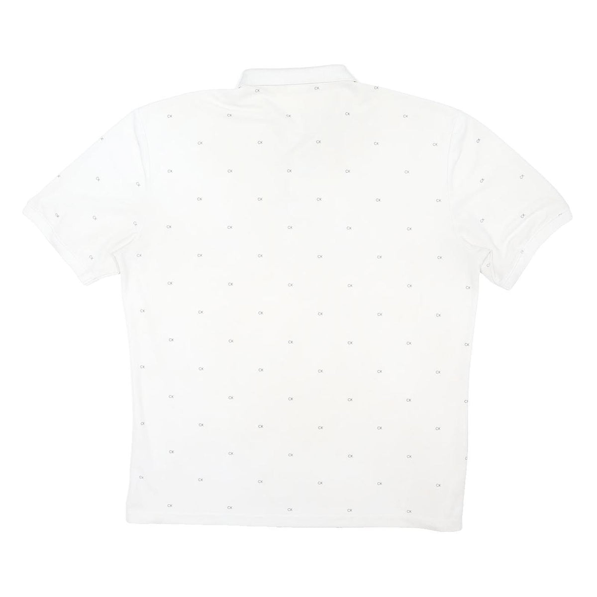 CALVIN KLEIN Mens White Polo Shirt 2XL Cotton Blend Short Sleeve CK Logo Pattern