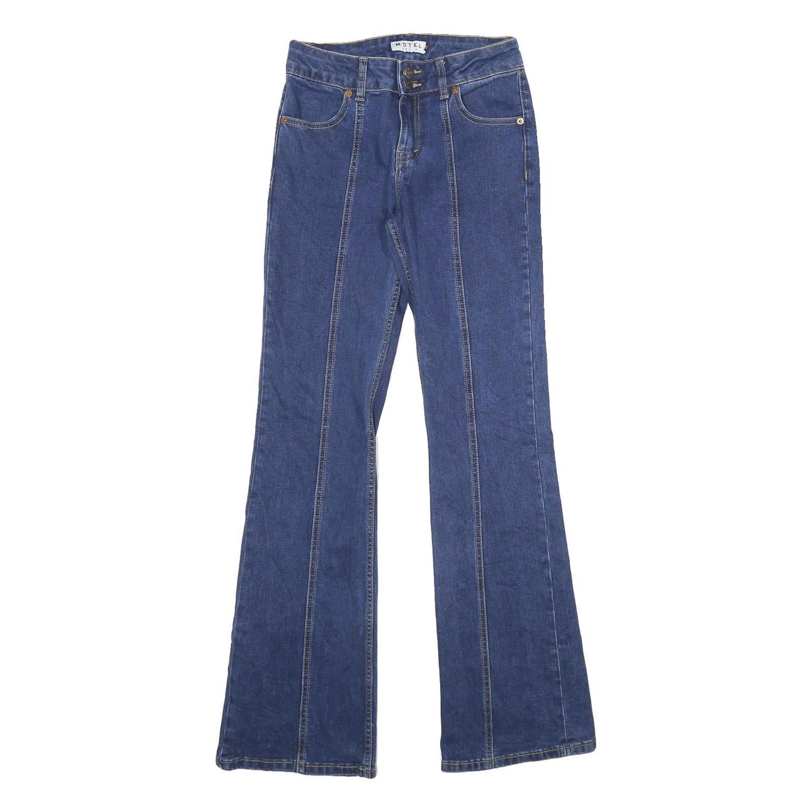 MOTEL Womens Jeans Blue Regular Flared Denim Medium W33 L33 Stylish Comfortable