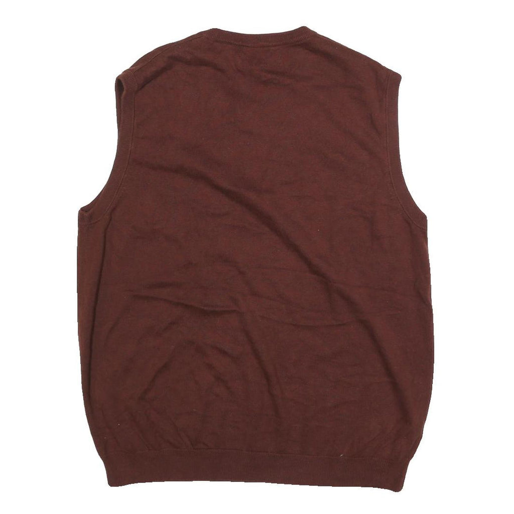 AXIST Mens Brown & Grey Patterned Cotton Blend Jumper V-Neck Basic Knit XL