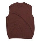 AXIST Mens Brown & Grey Patterned Cotton Blend Jumper V-Neck Basic Knit XL