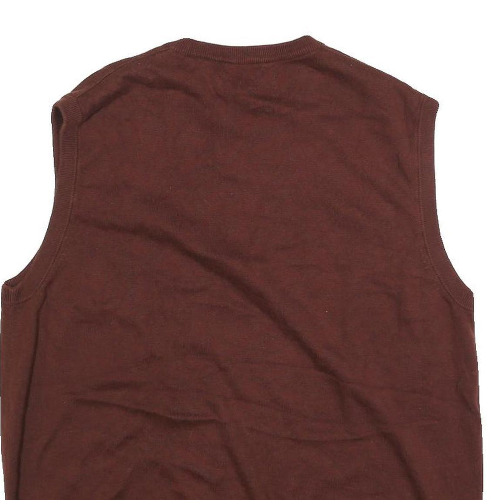 AXIST Mens Brown & Grey Patterned Cotton Blend Jumper V-Neck Basic Knit XL