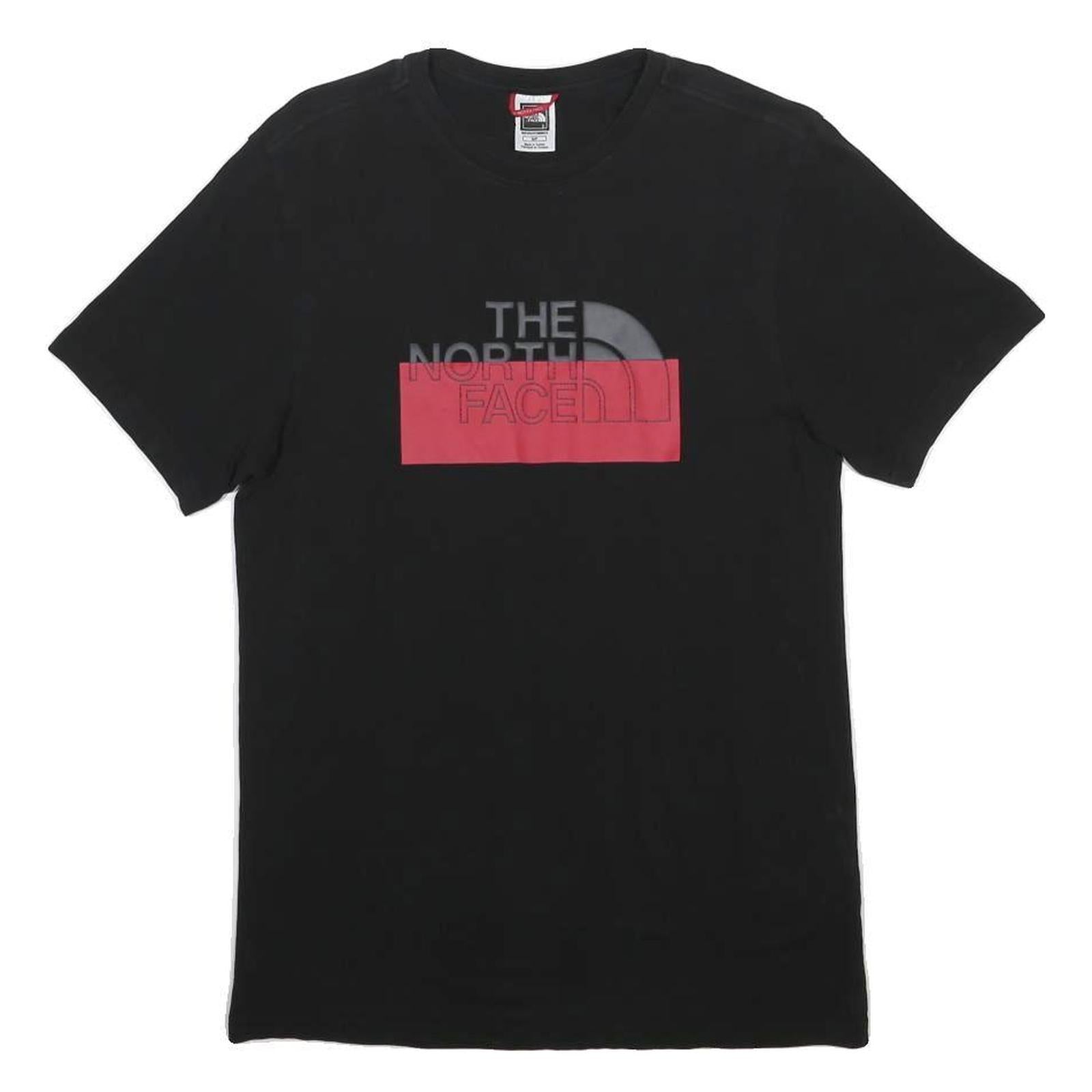 THE NORTH FACE Mens Black Red Graphic T-Shirt S Short Sleeve Crew Neck Logo