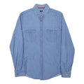 BOSS Mens Blue Cotton Blend Casual Shirt M Button Pockets Long Sleeve