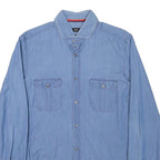 BOSS Mens Blue Cotton Blend Casual Shirt M Button Pockets Long Sleeve